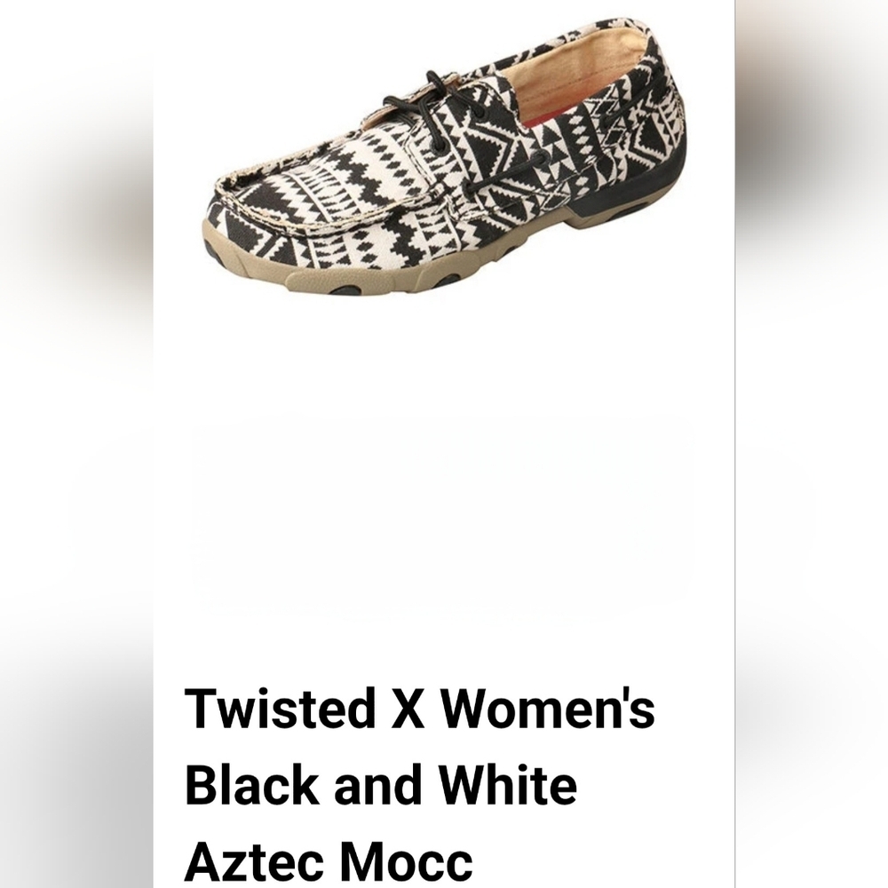 Twisted X Aztec Print Moccasin, Women's 7.5 Black White